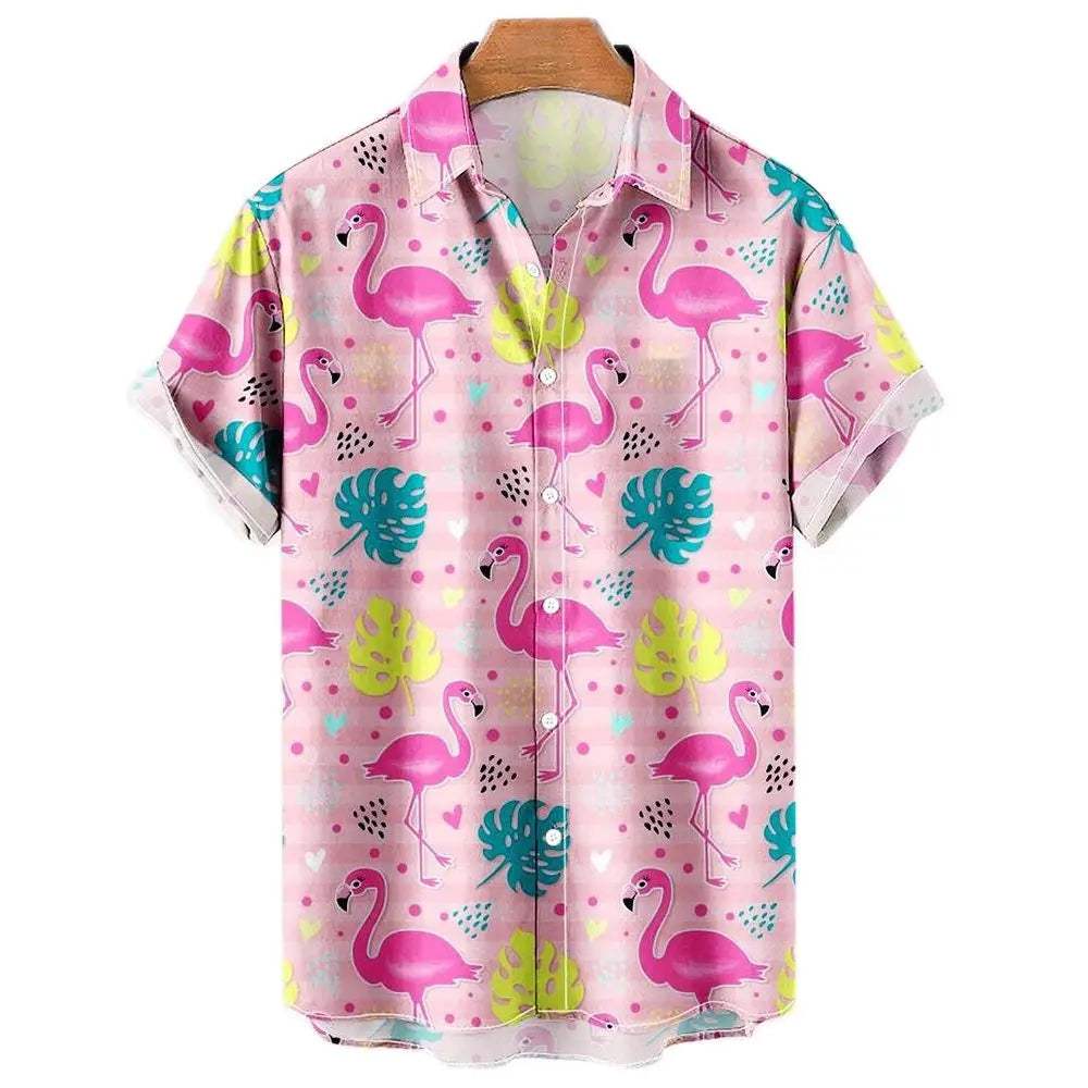 Eend 3d Print Shirts Heren Mode Hawaiiaans Shirt Korte Mouw Casual Strand Shirts Jongens Single-Breasted Blouse Heren Kleding - Visconte