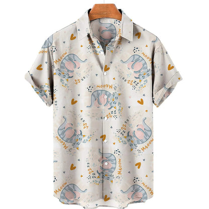 Eend 3d Print Shirts Heren Mode Hawaiiaans Shirt Korte Mouw Casual Strand Shirts Jongens Single-Breasted Blouse Heren Kleding - Visconte