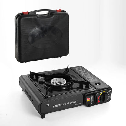 Draagbare campingbarbecue, geschikt voor diverse activiteiten zoals kamperen en koken thuis; lichtgewicht gasfornuis.