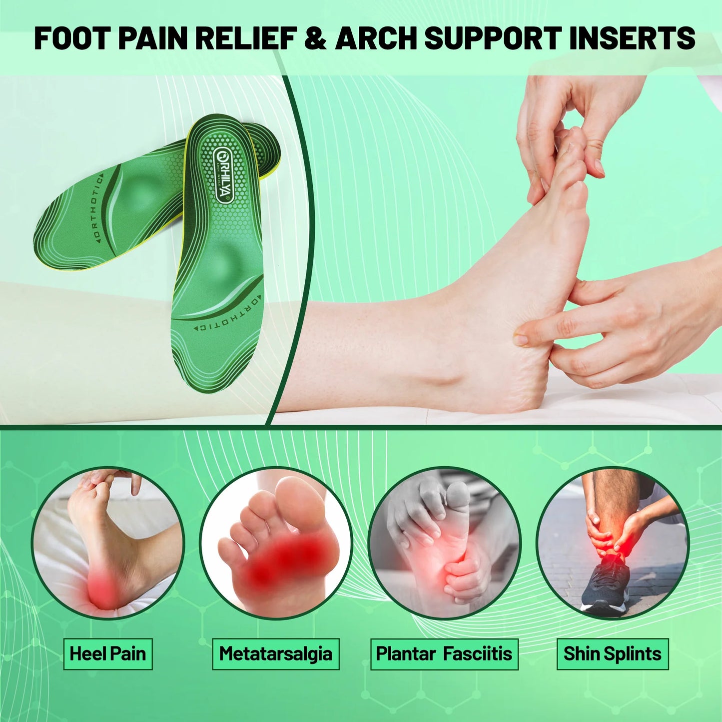 IFitna Fasciitis Plantaris Relief Orthopedische Binnenzool Platvoeten Hoge Steunzool Middenvoet Pijn Insert Mannen Vrouwen Staande De hele dag