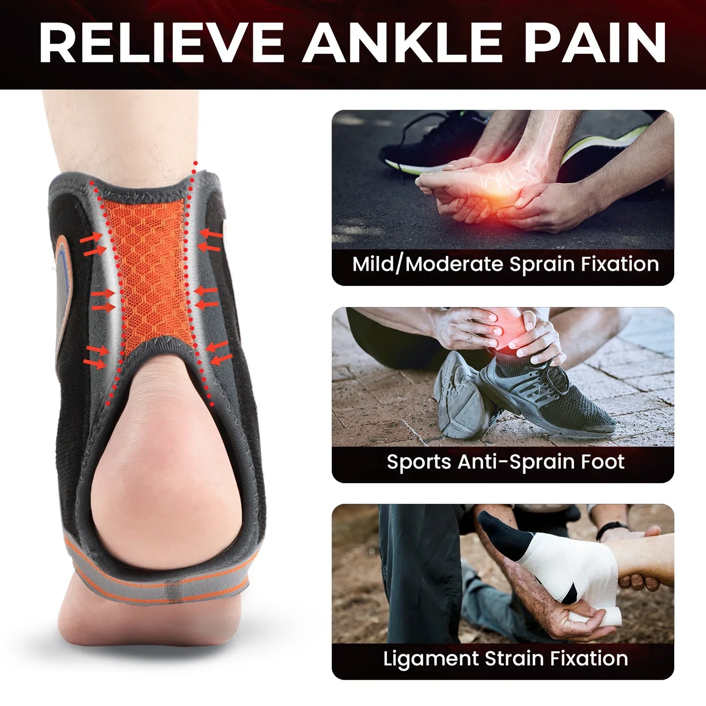 Unisex enkelorthese met elastische voetstabilisator en beschermende draaibare enkelband voor blessureherstel enkelbrace ondersteuning