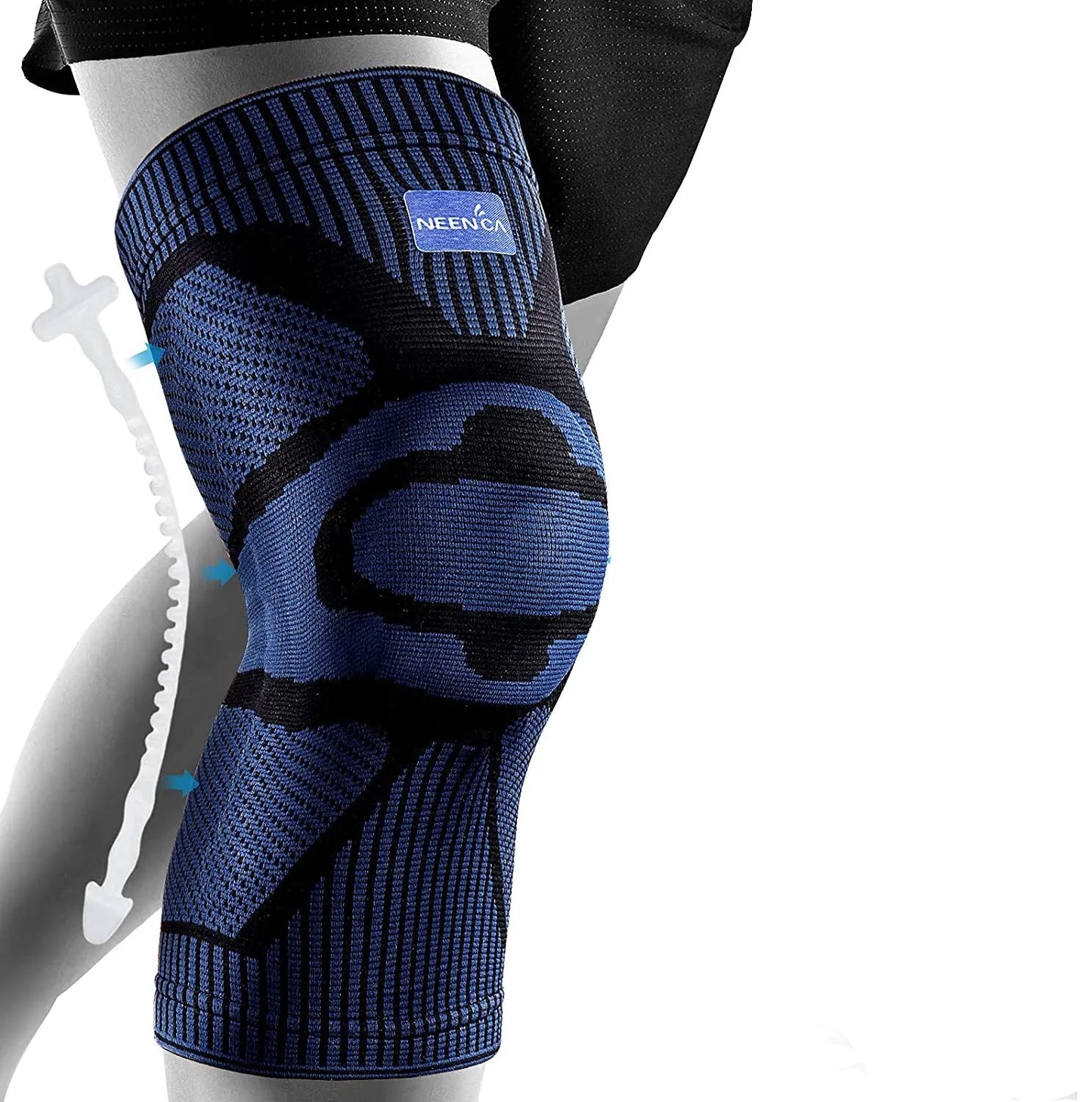 NEENCA Kniebrace Ondersteuning met Zijstabilisatoren Patella Gel Knie Compressie Mouw voor Kniepijn Meniscus Scheurblessure Herstel