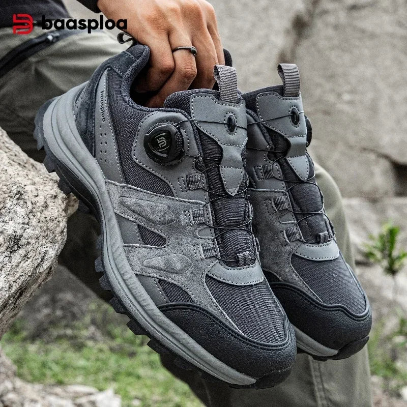 Baasploa Heren Wandelschoenen Antislip Slijtvast Outdoor Klimmen Wandelschoenen voor Heren Comfort Binnenkatoen Outdoor Sneakers
