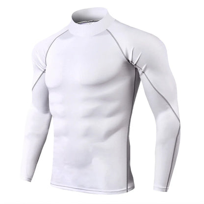 Heren Sport T-shirt Sneldrogend Bodybuilding Running Shirt Lange mouw Compressie Top Gym T-shirt Heren Fitness Strakke Rashgard