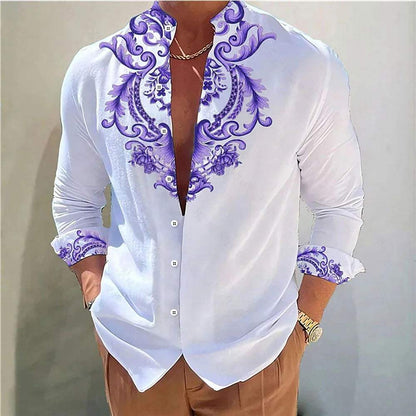 Heren Shirt Bloemenpatroon 3d Hd Print Kraag Golden Rose Outdoor Straat Lange Mouw Shirt Grote Maat XS-6XL - Visconte