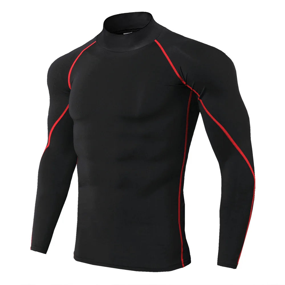 Heren Sport T-shirt Sneldrogend Bodybuilding Running Shirt Lange mouw Compressie Top Gym T-shirt Heren Fitness Strakke Rashgard