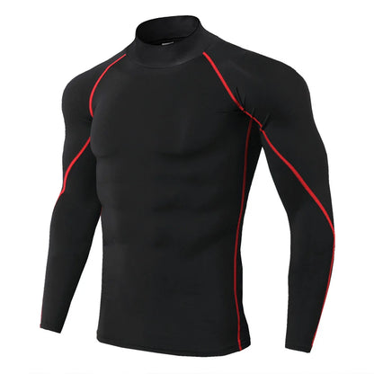 Heren Sport T-shirt Sneldrogend Bodybuilding Running Shirt Lange mouw Compressie Top Gym T-shirt Heren Fitness Strakke Rashgard