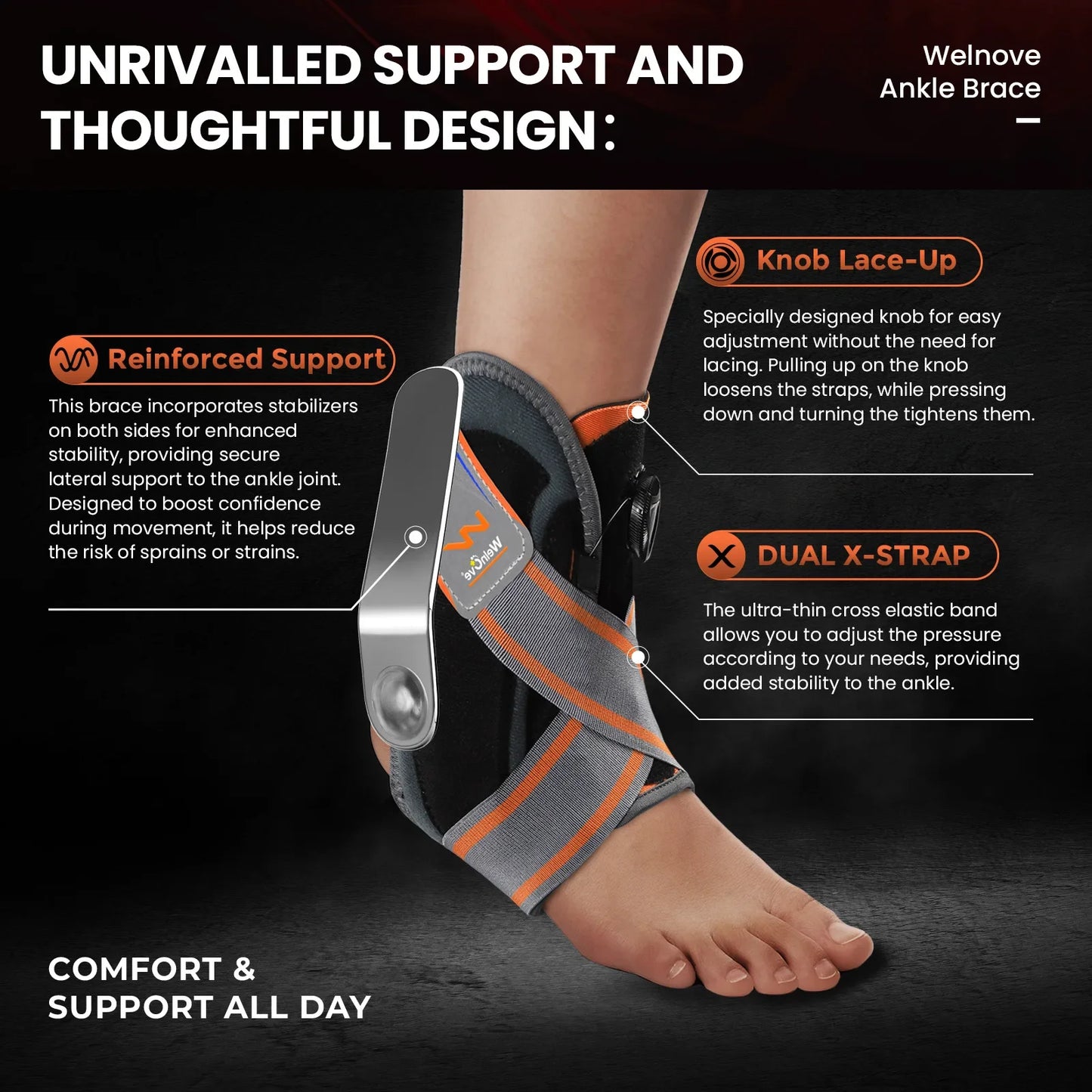Unisex enkelorthese met elastische voetstabilisator en beschermende draaibare enkelband voor blessureherstel enkelbrace ondersteuning