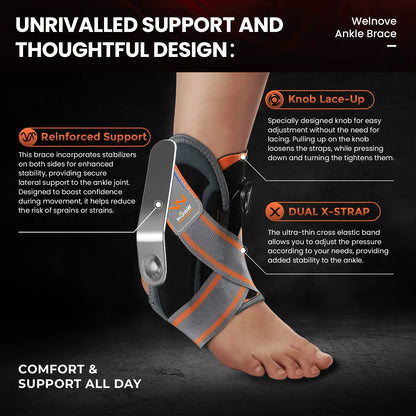 Unisex enkelorthese met elastische voetstabilisator en beschermende draaibare enkelband voor blessureherstel enkelbrace ondersteuning