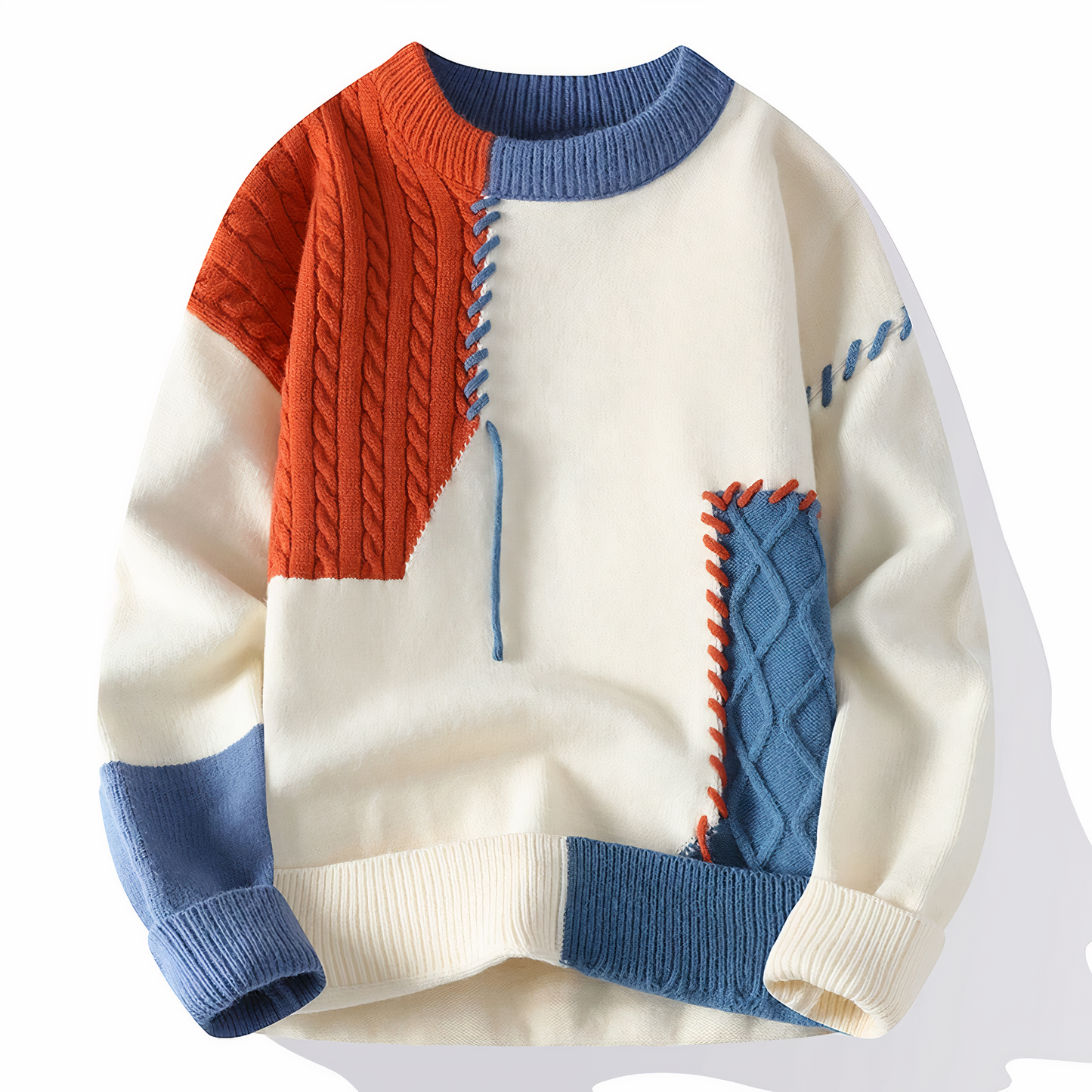 Sweater Herre, Patchwork Sweater | Stilfuld - Komfortabel - Ideel til efterår/vinter