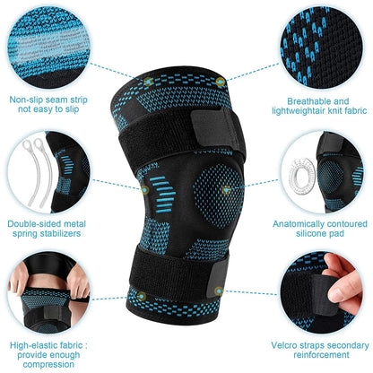 1PCS Kniebrace Ondersteuning Compressie Mouw met Zijstabilisatoren en Patella Gel voor Kniepijn Meniscus Scheur ACL Letsel herstel
