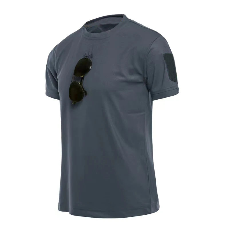 Mannen Zomer Sneldrogend Ademend Elastisch Militaire Tactische Shirts Pullerover Wandelen Camping Tops Klimmen Tees Sport Gym T-shirt