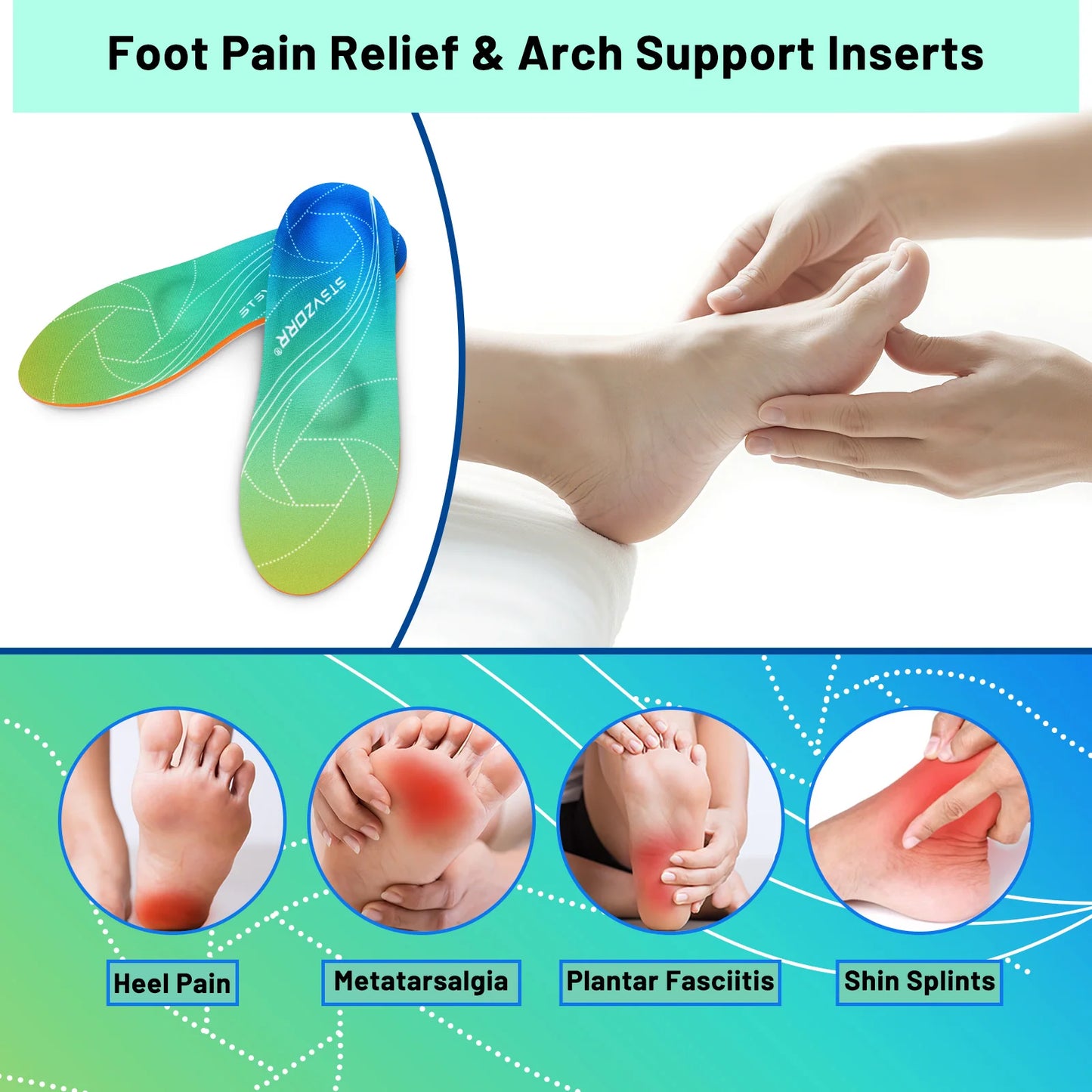 iFitna Fasciitis Plantaris Relief Orthopedische Schoen Binnenzool Middenvoetpijn Platvoeten Steunzool Insert Mannen & Vrouwen Staande De hele dag