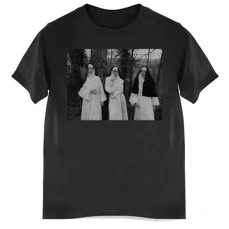 Summer Nun Nun Smokes Print TShirt Distinctive Play Bowling Women Hipster Tees Casual Streetwear Unisex Men T-shirts Clothing - Visconte