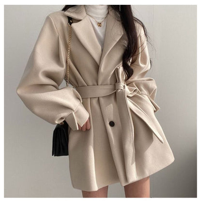 Ull trenchcoat | Beige - Snygg och bekväm