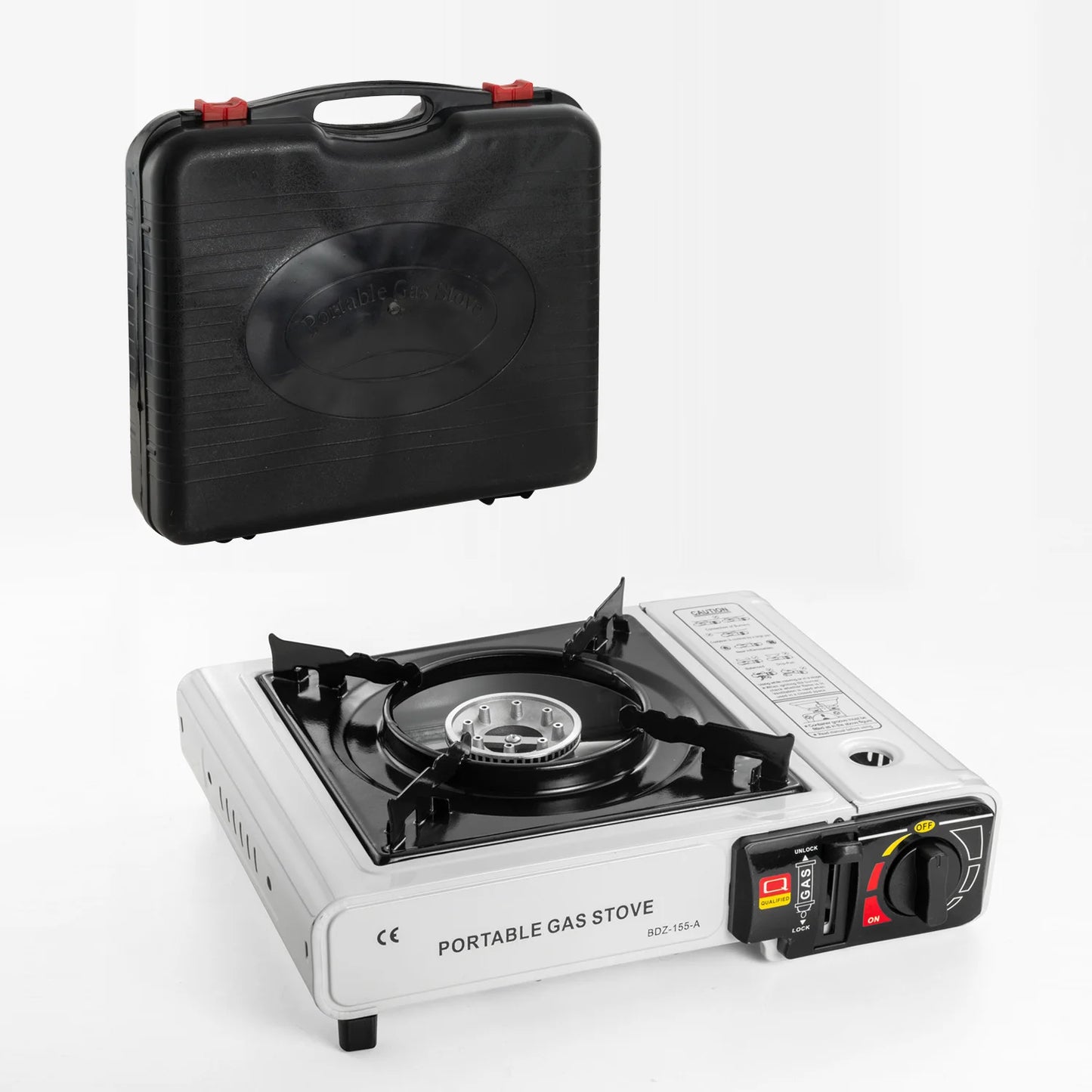 Draagbare campingbarbecue, geschikt voor diverse activiteiten zoals kamperen en koken thuis; lichtgewicht gasfornuis.