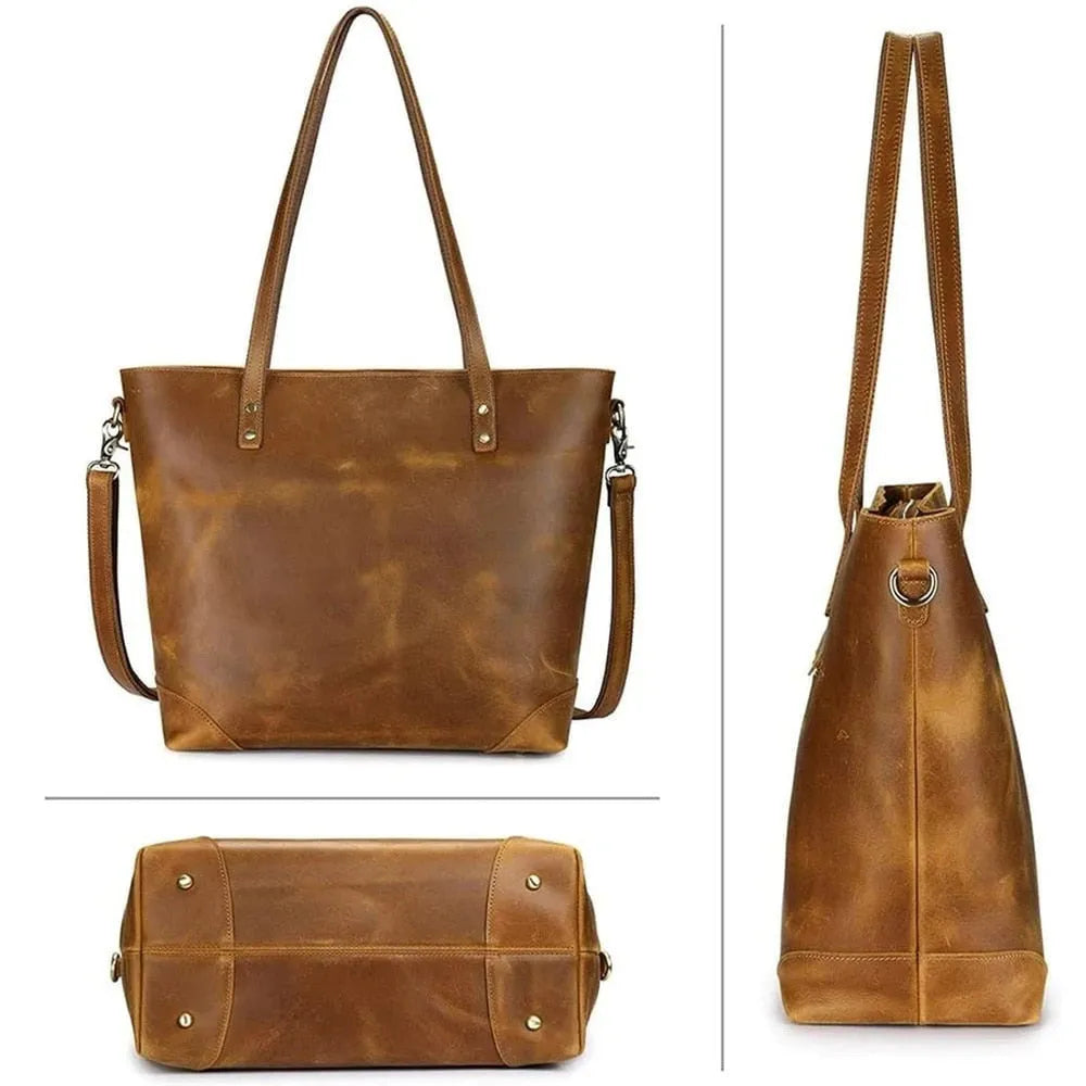 Vintage leather tote bag | stijlvol en duurzaam - geschikt voor dagelijks gebruik - Visconte