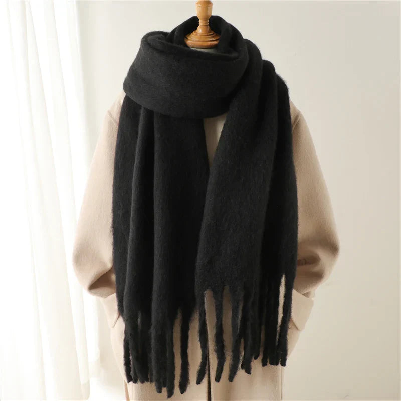 Velucci | Cashmere Warm Winter Scarf With Large Tassels