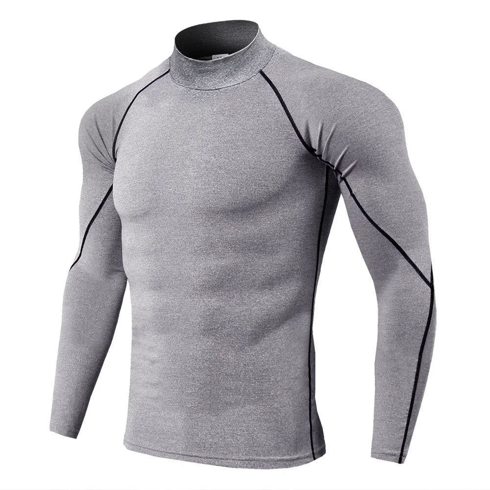 Heren Sport T-shirt Sneldrogend Bodybuilding Running Shirt Lange mouw Compressie Top Gym T-shirt Heren Fitness Strakke Rashgard