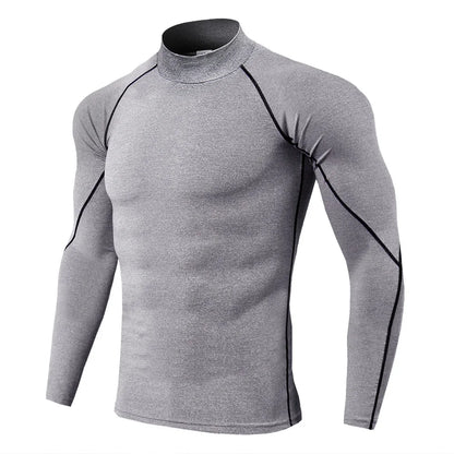 Heren Sport T-shirt Sneldrogend Bodybuilding Running Shirt Lange mouw Compressie Top Gym T-shirt Heren Fitness Strakke Rashgard