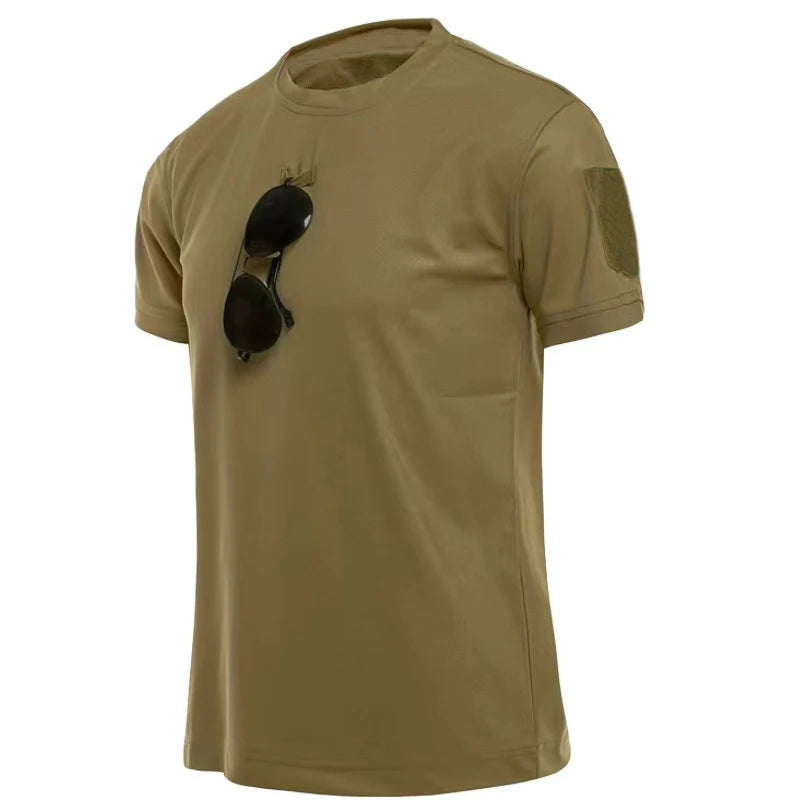 Mannen Zomer Sneldrogend Ademend Elastisch Militaire Tactische Shirts Pullerover Wandelen Camping Tops Klimmen Tees Sport Gym T-shirt