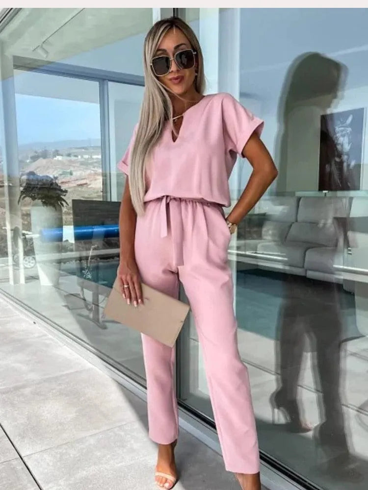 Stijlvolle Jumpsuit met Tailleband - Visconte