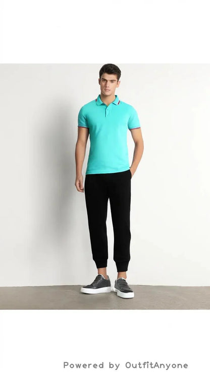 Summer Men's Solid Color Horizontal Bar Polo Shirt Short Sleeve Lower Neck Zipper T-shirt&Men's Casual Street Wear New Men's Top - Visconte