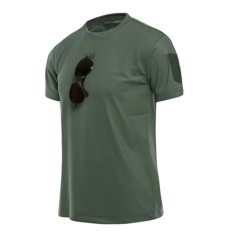 Mannen Zomer Sneldrogend Ademend Elastisch Militaire Tactische Shirts Pullerover Wandelen Camping Tops Klimmen Tees Sport Gym T-shirt