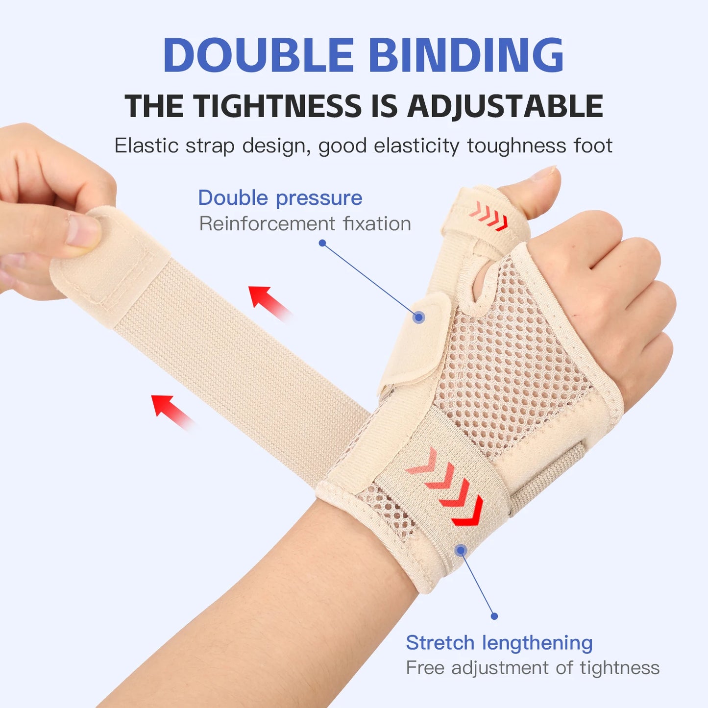 Flexibele pols- en duimbrace voor tendinitis, artritis, ademende duimbeschermer, geschikt voor rechter- en linkerhand