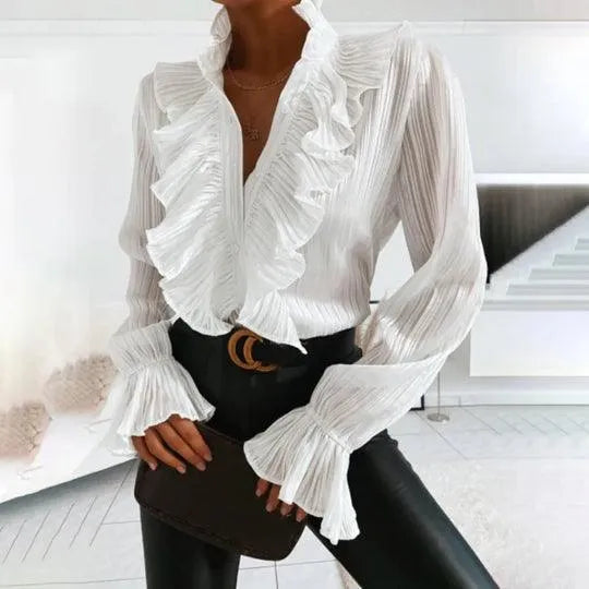 Hannie - Blouse met ruches en lange mouwen - Visconte