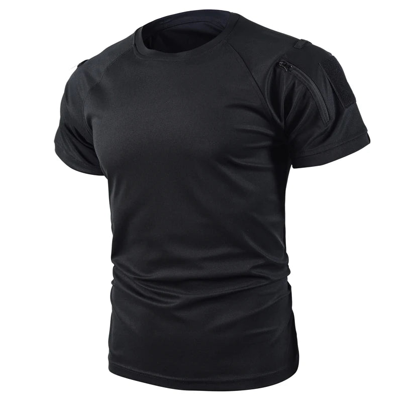 Mannen Zomer Sneldrogend Ademend Elastisch Militaire Tactische Shirts Pullerover Wandelen Camping Tops Klimmen Tees Sport Gym T-shirt