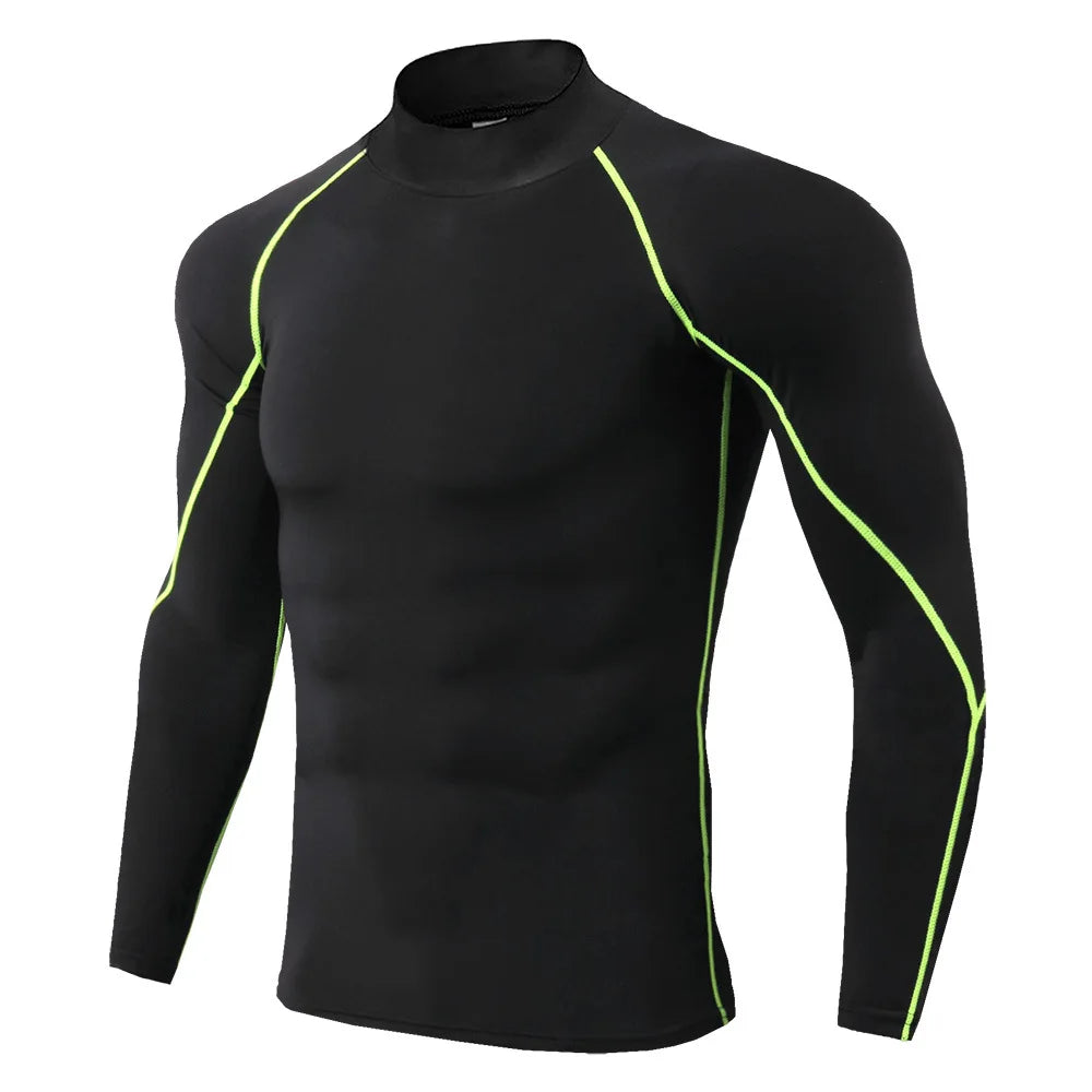 Heren Sport T-shirt Sneldrogend Bodybuilding Running Shirt Lange mouw Compressie Top Gym T-shirt Heren Fitness Strakke Rashgard