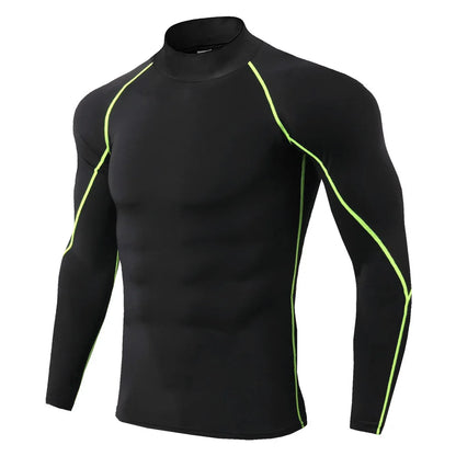 Heren Sport T-shirt Sneldrogend Bodybuilding Running Shirt Lange mouw Compressie Top Gym T-shirt Heren Fitness Strakke Rashgard