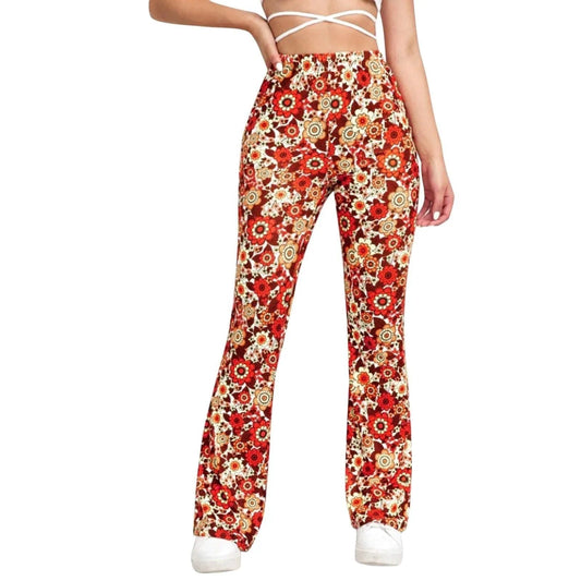 Xandrea | Vrouwen Elastisch Taille Bloemen Uitlopend Broek - Visconte