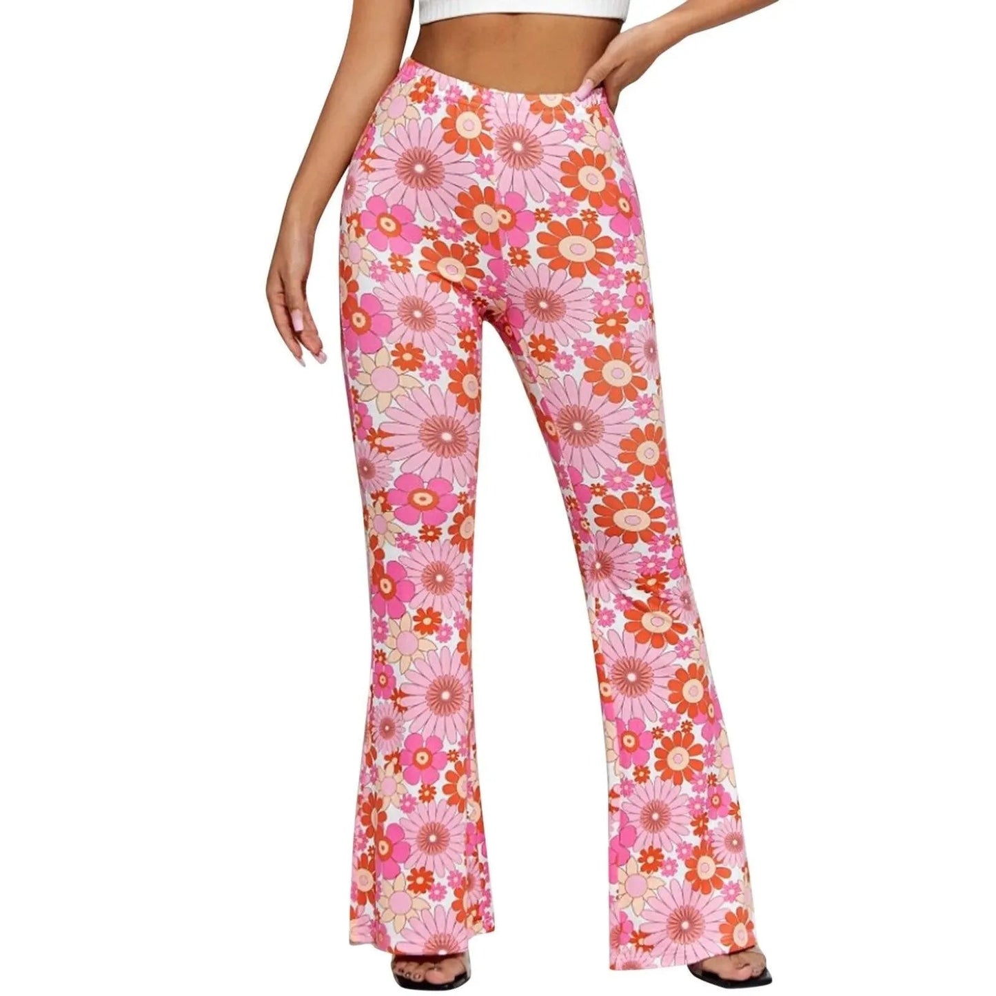 Xandrea | Vrouwen Elastisch Taille Bloemen Uitlopend Broek - Visconte