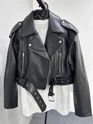 Beata - Casual retro kort leren jack - Visconte