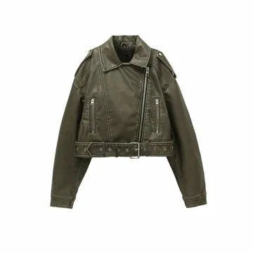Beata - Casual retro kort leren jack - Visconte