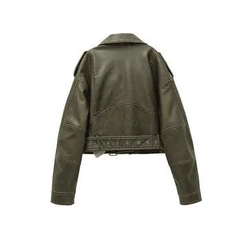 Beata - Casual retro kort leren jack - Visconte