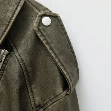 Beata - Casual retro kort leren jack - Visconte