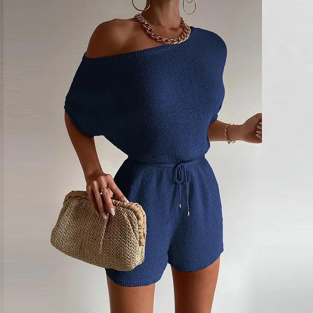 Elegante Off-Shoulder Gebreide Playsuit - Visconte