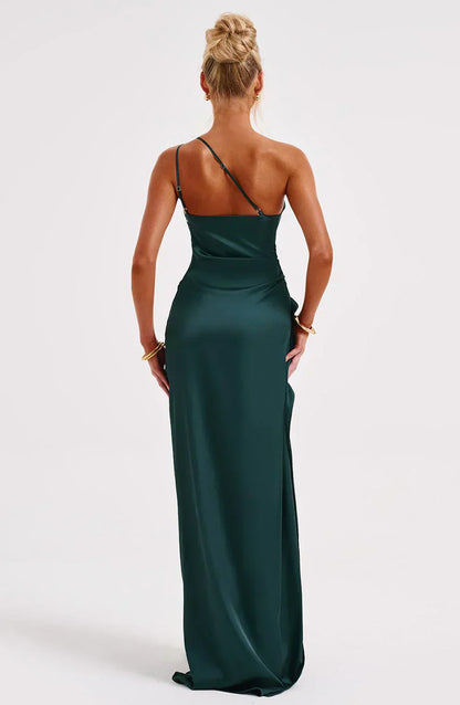 Satin Split Dress with Open Shoulder Women - Slim Fit - Belle Couture - FP 29 - Essential Elegance