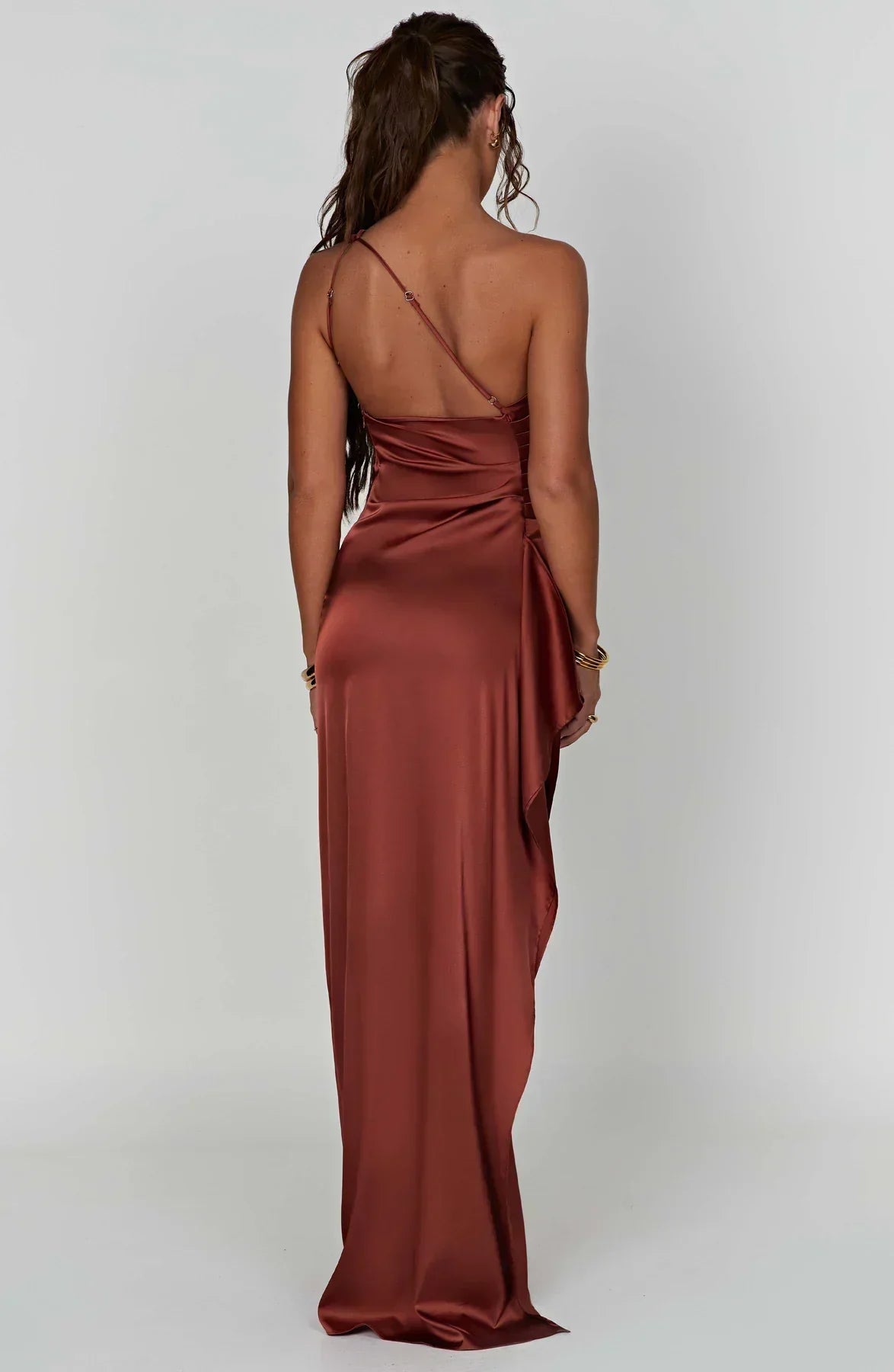 Satin Split Dress with Open Shoulder Women - Slim Fit - Belle Couture - FP 29 - Essential Elegance