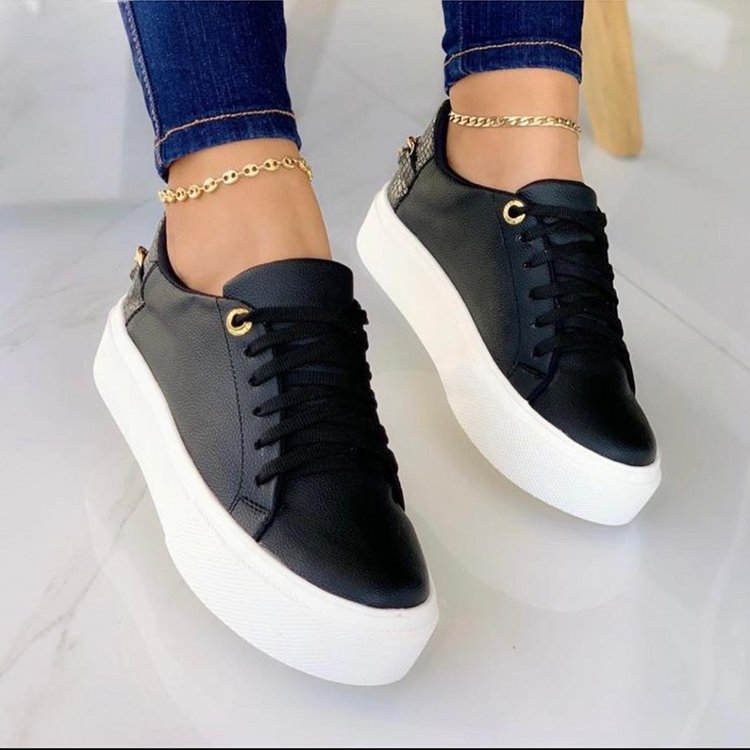Vita sneakers dam med platåsula | Luftiga och lätta snörskor | Perfekt vardagsskor och sommarskor | EU-stork 35-41 | Tidlös design