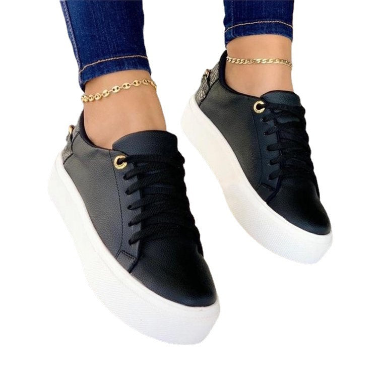 Vita sneakers dam med platåsula | Luftiga och lätta snörskor | Perfekt vardagsskor och sommarskor | EU-stork 35-41 | Tidlös design
