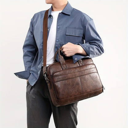 Men's  Classic High-capacity Business Briefcase, 39.62cm Laptop Bag, Big Single Shoulder Strap Handbag Tote Bag for Father's Day Gift, Valentine's Day Gift