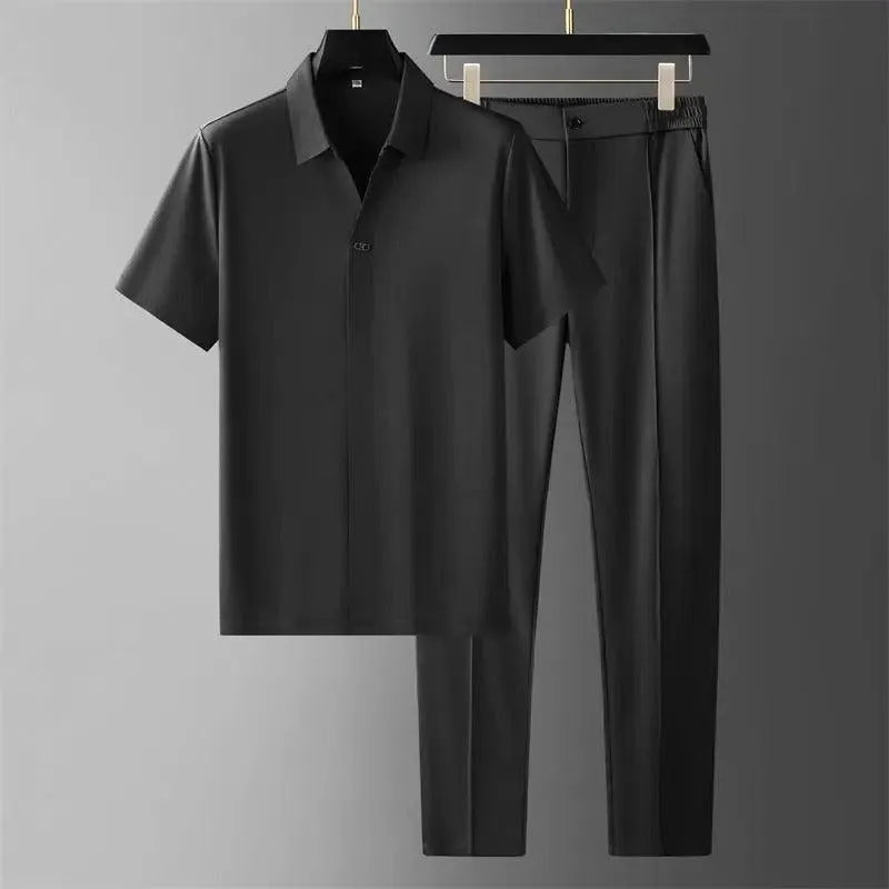 Luxe Herenset Stretch Polo-Shirt & Broek - Visconte