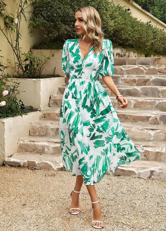 Dames midi-jurk met bloemenprint - Visconte