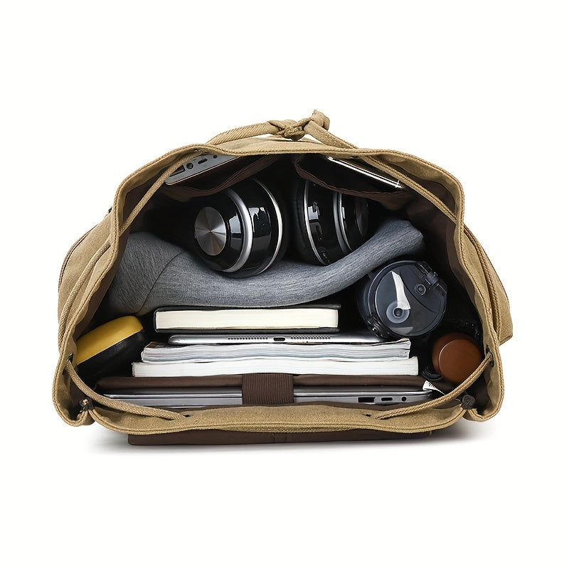 Canvas Backpack Computer Bag Vintage British Style Trendy Canvas Backpack Durable Wear-Resistant Casual Bag