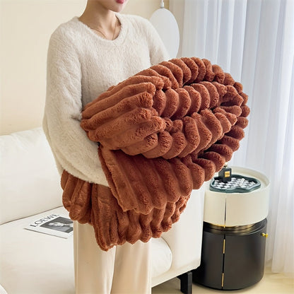 Plush Faux Rabbit Fur Blanket | Super Soft & Warm - Suitable for Home or Travel