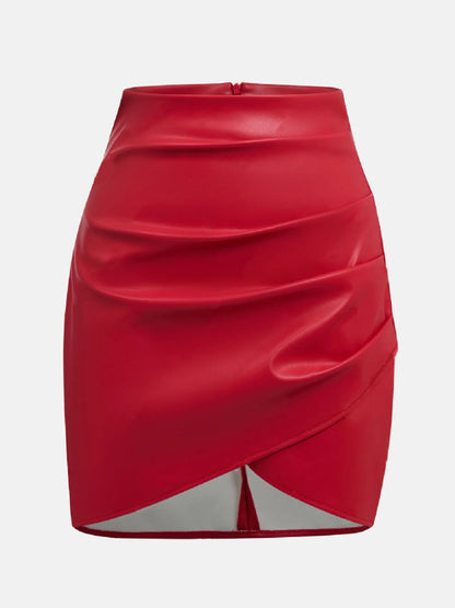 Signe | Asymmetrisk kjol med ruching | Bekväm passform | Elegant design i polyester och spandex | Maskintvättbar | För vardag och fest